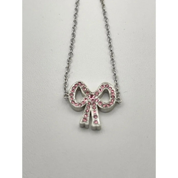Coach Pink Pave Crystal Bow Pendant Silver-Tone Logo Adjustable Slider Bracelet - Picture 4 of 6